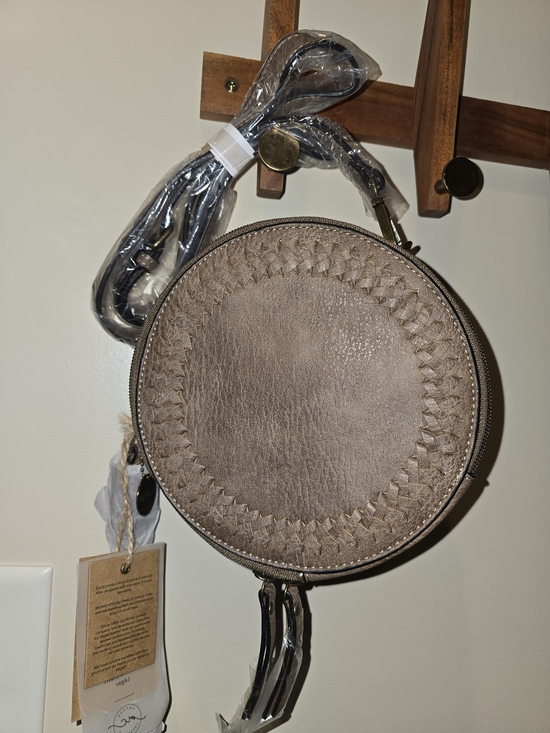 Ampere Creations Handbags - Ampere Creations Round Woven-Edge Crossbody Bag